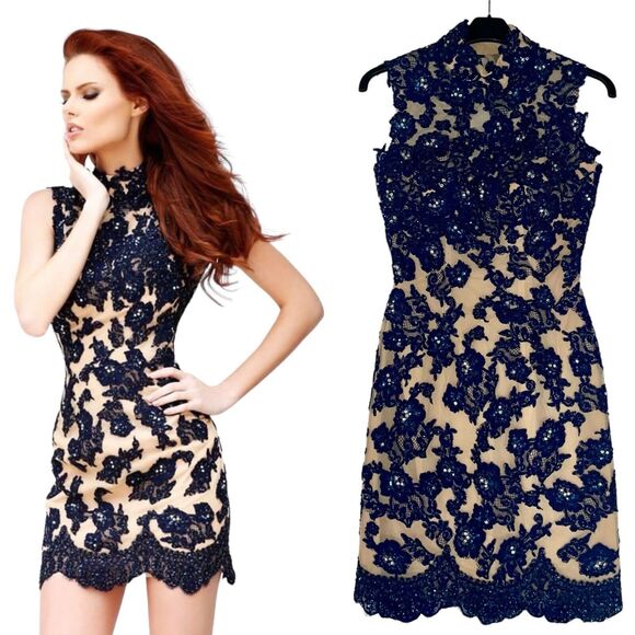 Sherri Hill Sheath Dress Lace Mini - Picture 2 of 10